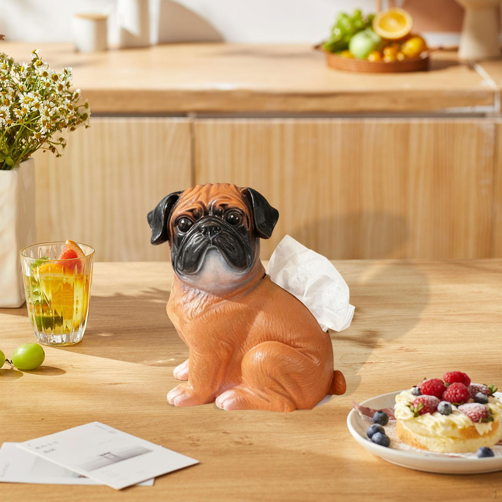 

Скульптура Коробка для салфеток в форме мопса Статуэтка собаки Декоративная Современная Подарки Магазин Прихожая Уникальная ТВ