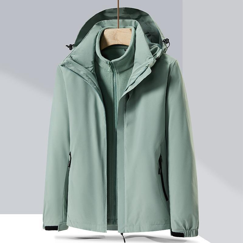 Men's and Women's Windproof 3-in-1 Detachable Jacket Set: Fleece-Lined, Waterproof, Breathable, Perfect for Mountaineering.