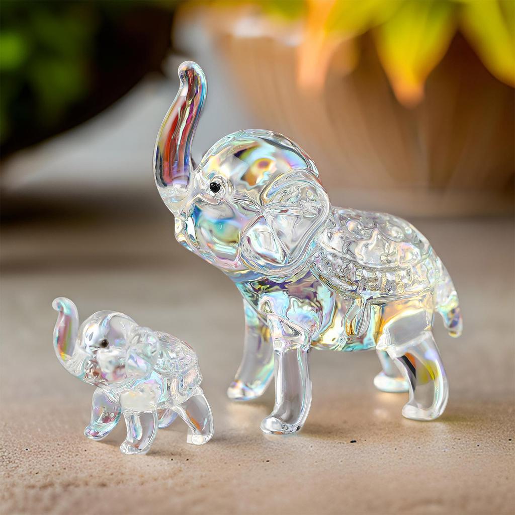Elegant Elephants Figurine Collection, Crystal Carvings Elephants Statues for Home Or Office Decorative Art