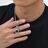 Stainless Steel Irregular Pendant Necklace for Men, Vintage Natural Agate Tiger Eye Stone Necklace, Fashion Punk Jewelry Gift