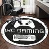 Schwarzer Weißer Gaming Runder Teppich Rutschfester Bereichsteppich Bürostuhlmatte Teppich für Wohnzimmer Schlafzimmer Heimdekoration
