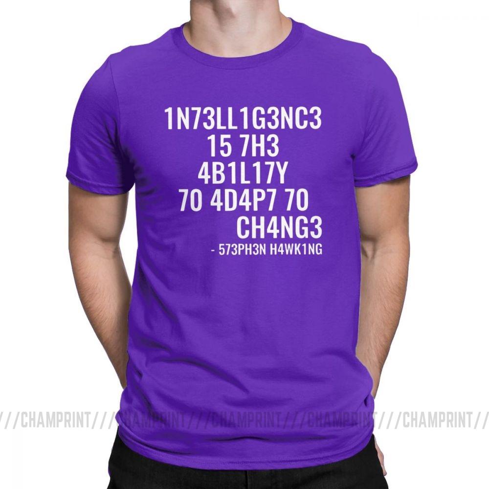 Men T Shirts Intelligence Funny Intelligence Is The Ability To Adapt To Change Tee Shirt Round