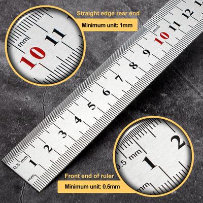 Straight Ruler Double Side Stainless Steel Metric Ruler Precision Measuring Tool 15cm/20cm/30cm/50cm School Office Supplies