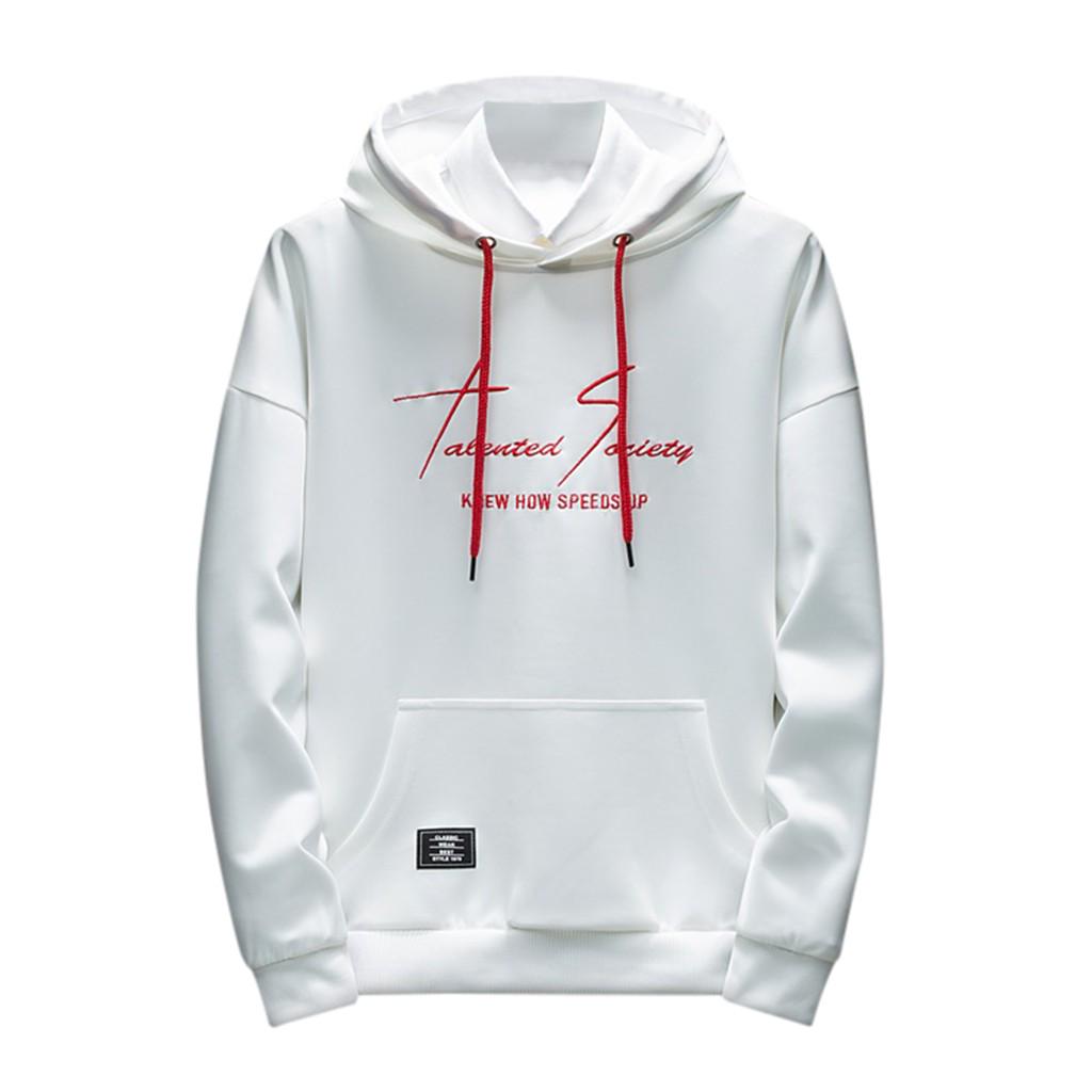 Men's New Fashion  Winter Hooded Long Sleeved Jacket Letter Tops