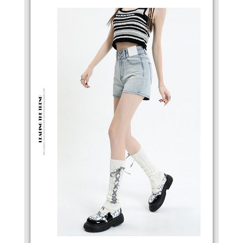 Retro Džínové šortky Dámské Letní Nové S Vysokým Pasem Zeštíhlující Slim Fit Malé Zeštíhlující Áčkového Střihu Široké Nohavice Horké Kalhoty