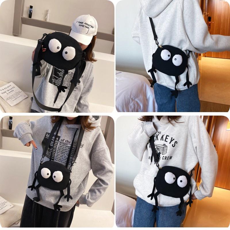 2020 New Style Funny Canvas Mini Bag For Women, Cute Shoulder Crossbody Round Bag