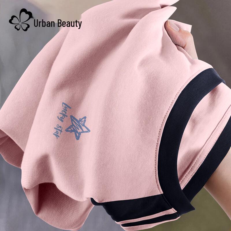 Women s Fashion Color Block Pure Cotton Loose Fit T-Shirt XL