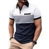 Summer Men's New Chest Fake Pocket Digital Printed Lapel Button Up Short Sleeve Top