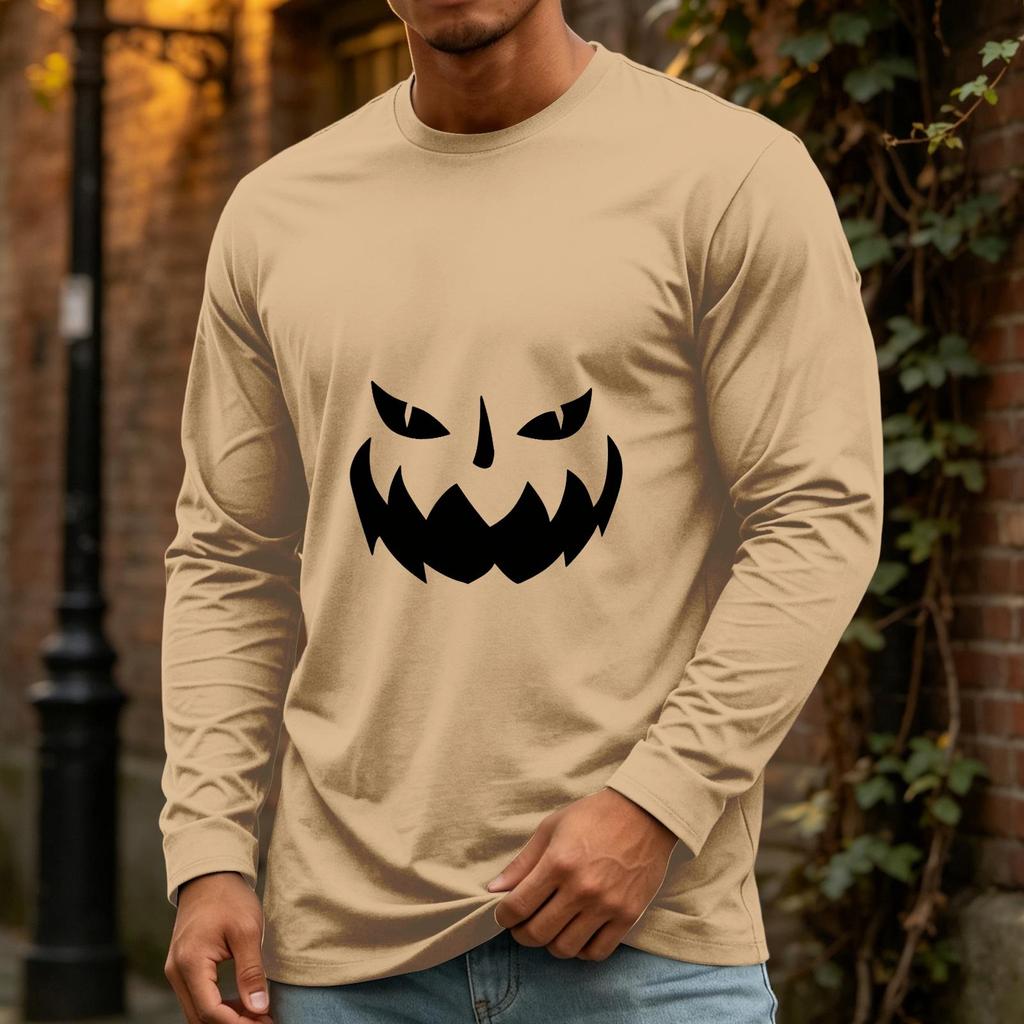 Men's Halloween Long Sleeve Neck Casual Top for Party