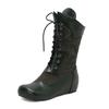 Fashion 2025 Design Mid Calf Boots for Women Round Toe Internal Height Lace Up Large Size 48 49 50 Fashion Dating Booties