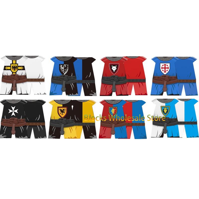 Medieval Military Castle Knight Building Blocks - King Figures with Helmet Armor and Weapon Accessories