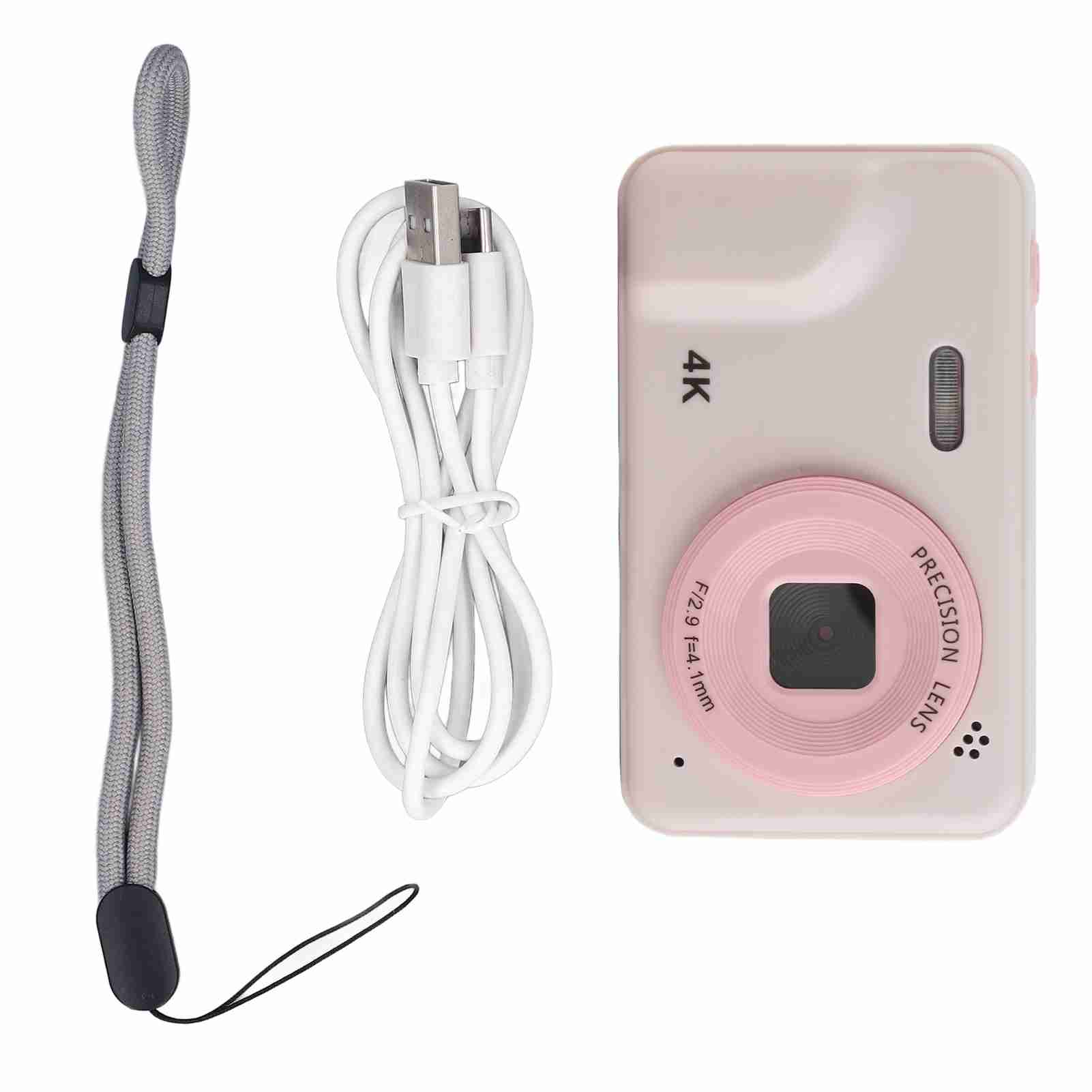 

Digital Camera Pink Color FHD 4K 48MP Point Shoot 8X Zooming Compact Small Camera for Kids