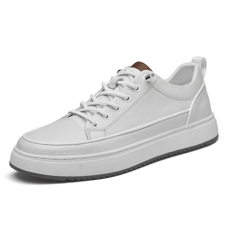 Men s Spring-Summer White Genuine Leather Retro Casual Sports Shoes 39