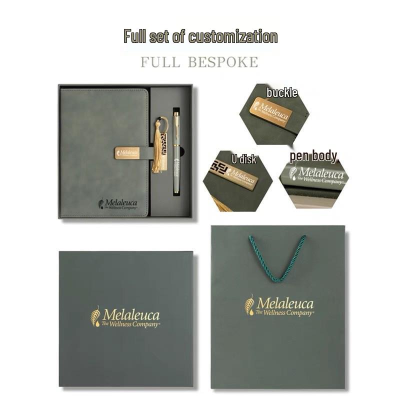 Taccuino da Lavoro in Pelle Formato A5: Diario con Fibbia Magnetica e Stampa Logo - Elegante Scatola Regalo per Riunioni d'Ufficio