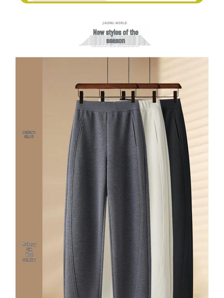 Women's Wide-Leg Velvet Thickened Sweatpants - Casual, Warm, Loose-Fit for Autumn/Winter 2025