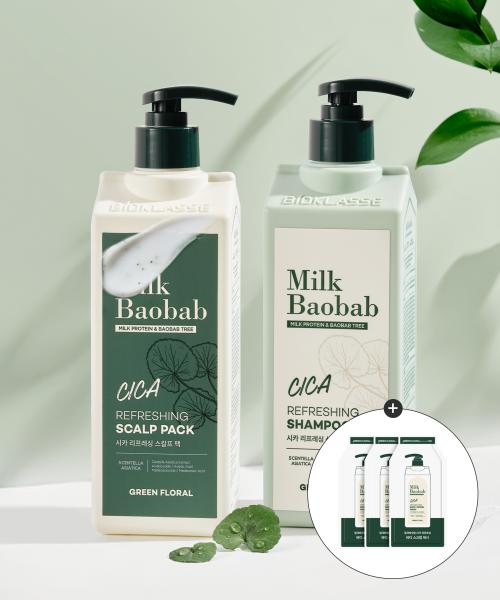 [Scalp Soothing] Cica Refreshing Shampoo 500ml + Scalp Pack 500ml (Free Mini Scrub)