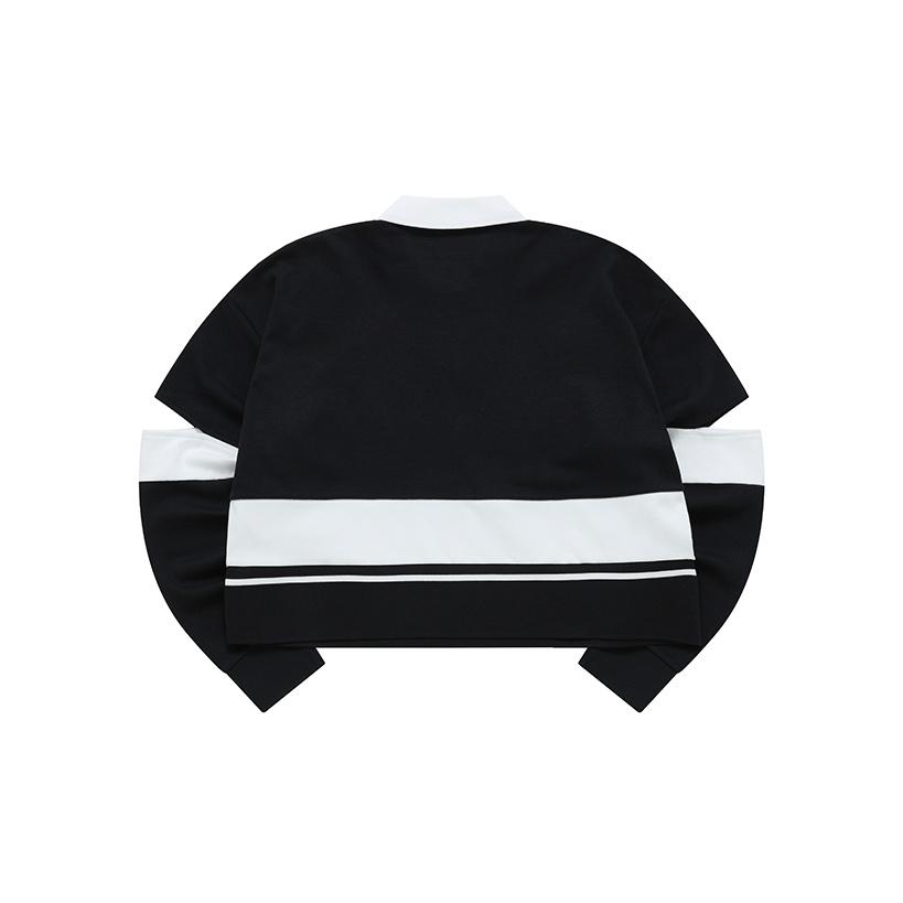 FILA Fusion Casual Knitted Lightweight Long Sleeve Polo Shirt Women tops Deep-Black T11W223201F-BK