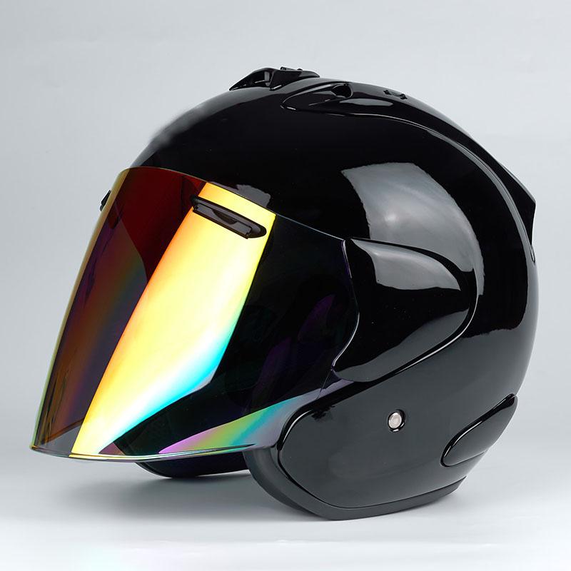 Men and Women Motorcycle Scooter Helmet Ram3 Bright Black Half Helmet Off-Road Summer Racing Safety Helmet Casque Capacete Casco