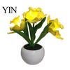 Decorative LED Tulip Lamp Flower Table Lamp, Battery Powered Artificial Night Light with Ceramic Pot, Floral for Bedroom Bedside Home Wedding