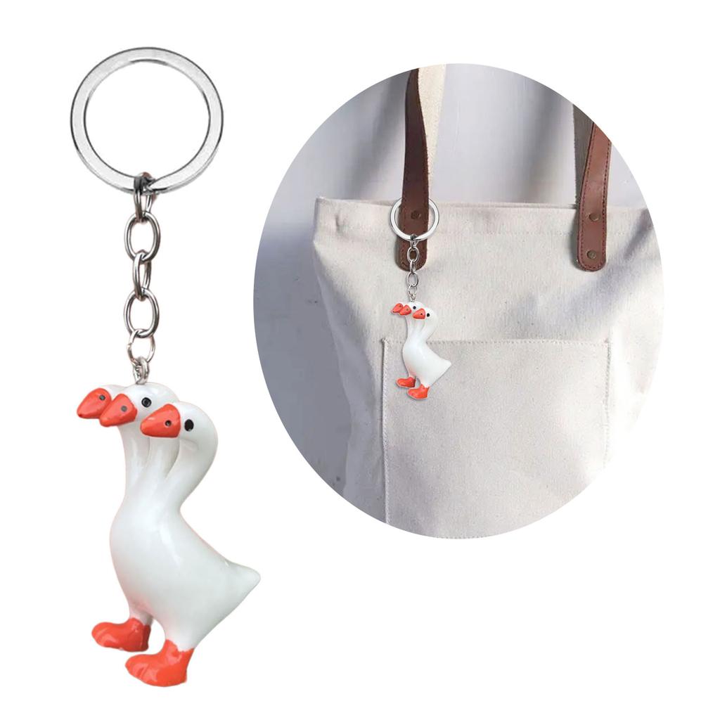 Stylish Drop Earrings Dangle Earring Goose with Three Heads Shape Keychain Necklace Perfect for Daily Life Parties Dates