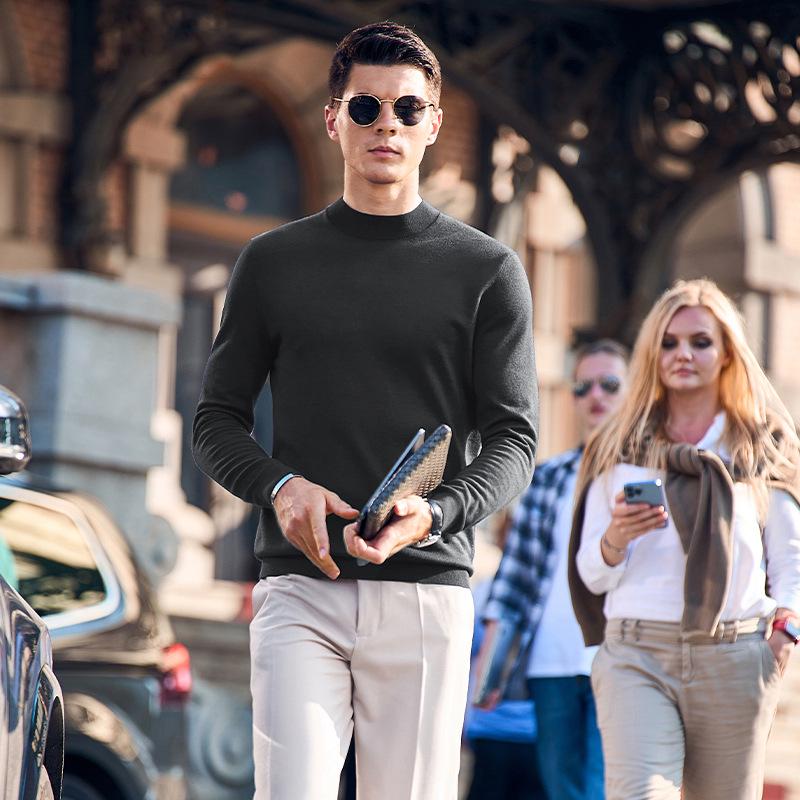 Men's Thickened Wool Sweater, Machine Washable, Solid Color - W9310 (Autumn/Winter)