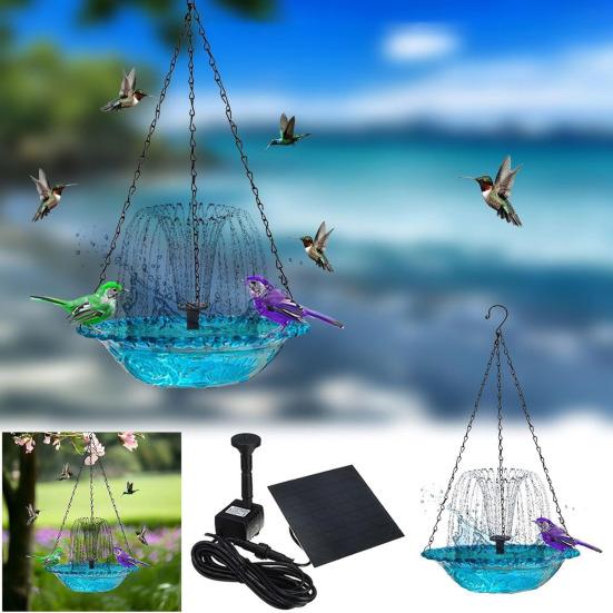 Yousheng Solar Bird Bath Fountain, 3-Tier Cascading Fountain Hanging Bird Bath, Solar Powered Outdoor Hummingbird Bath Fountain, for Garden Backyard