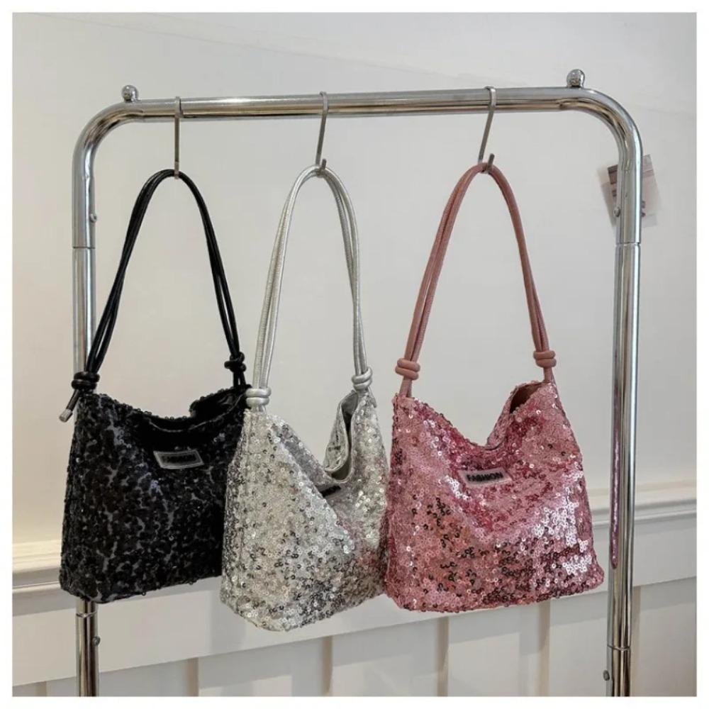 Sparkly Sequin Korean Style Shoulder Bag for Women, Fashion Trendy Underarm Purse, Chic Tote Bag for Daily Outing