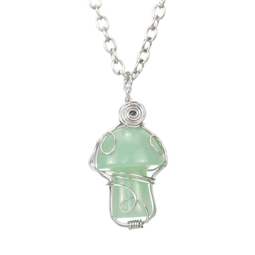 Handmade Crystal Agate Mushroom Pendant Necklace - DIY Jewelry Accessory N587