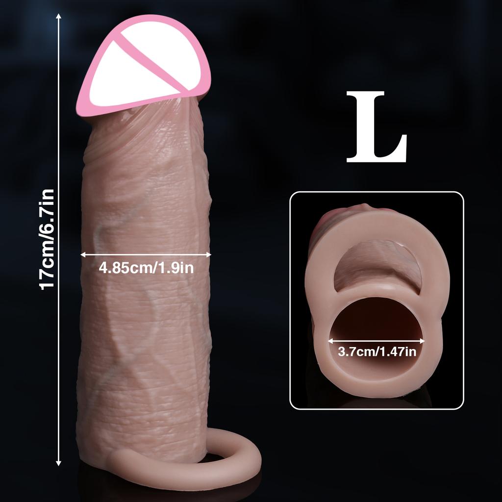 Man Delayed Ejaculation Extend Soft Realistic Enlarger Penis Sleeve Condom Sex Toys For Men Dildo Safety Silicone Dick Cock Ring