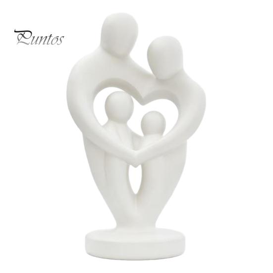 Living Room Decorations 3D Printed Family of 4 Sculpture, Abstract Heart Shaped Home Decor, Smooth Curved Sculpture Matte Black Bookshelf Ornament
