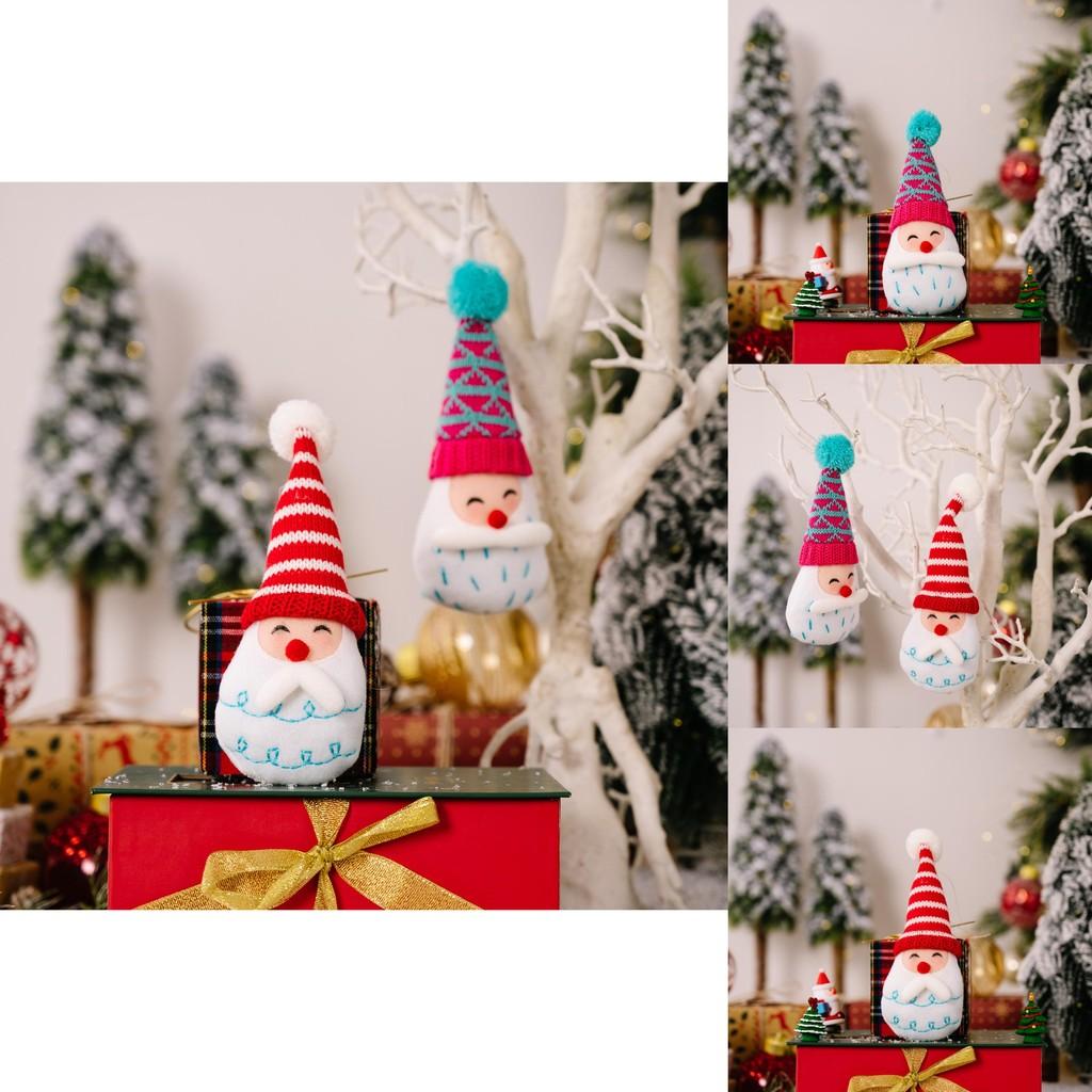 Christmas Decoration Blue And White Striped Knitted Santa Hat Forest Gnome Ornament