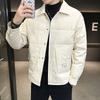 New winter men's trendy brand solid color lapel down jacket casual business down jacket shirt collar winter clothing
