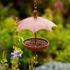 Rustic Hanging Platform Feeder Iron Bird Rest Station Umbrella-Shaped Bird Feeder  Garden