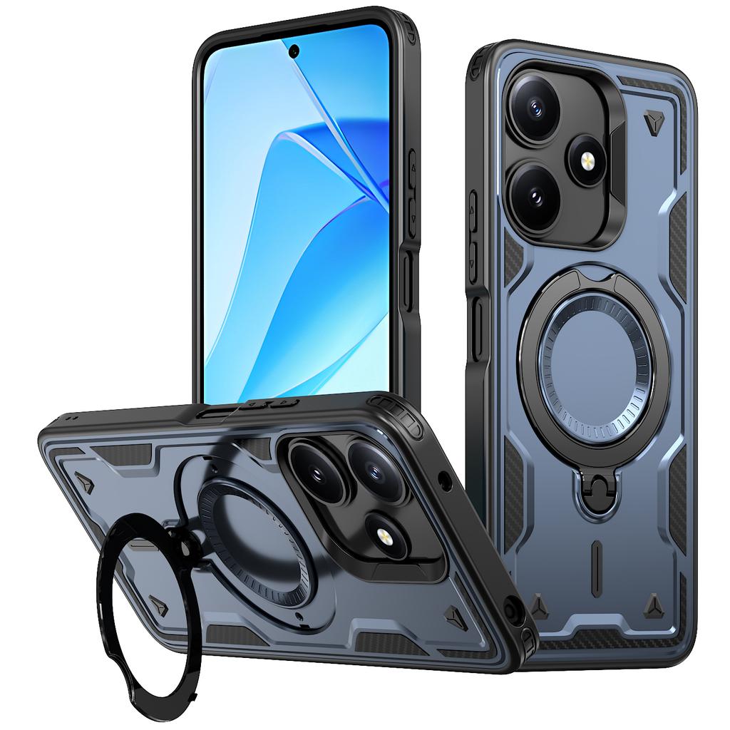 For Xiaomi Poco M6 Pro 5G/Redmi 12 5G (Global) Case Compatible with MagSafe Military Protection PC+TPU Kickstand Phone Cover