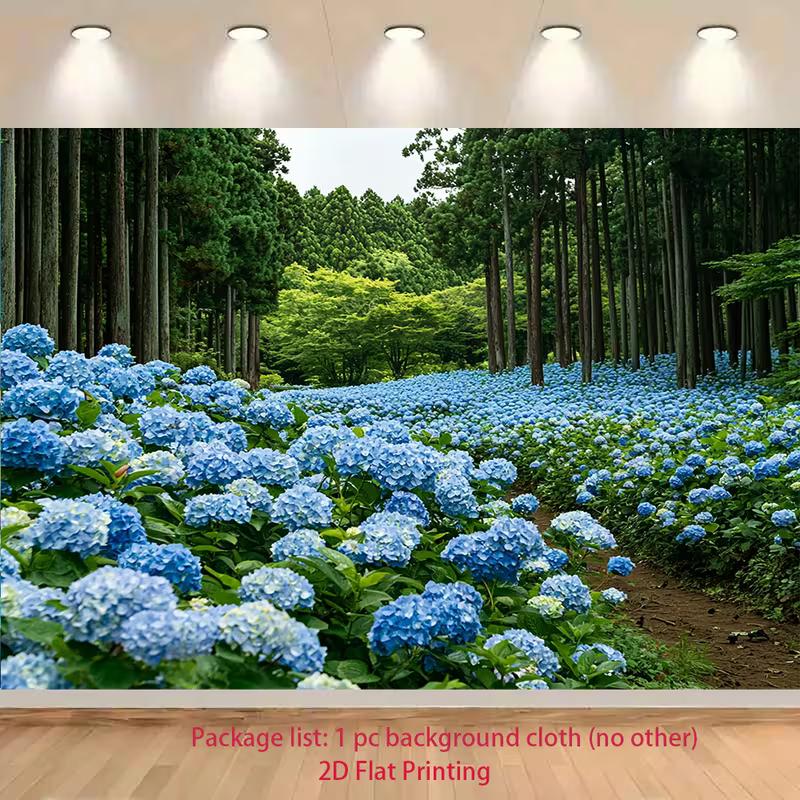 

2D Lush Forest Hydrangea Banner for Farmhouse and Rustic Home Aesthetics 47.2x31.5inch/120*80cm