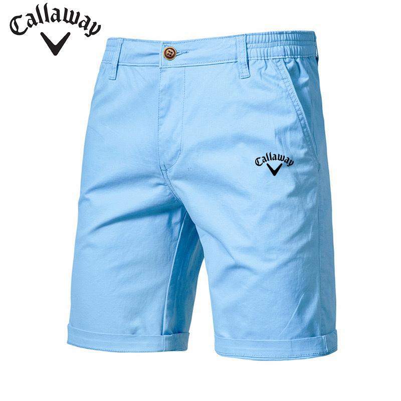 

Вышитые летние хлопковые однотонные шорты Callaway для мужчин, высококачественные повседневные деловые пляжные шорты с эластичной резинкой на талии 32