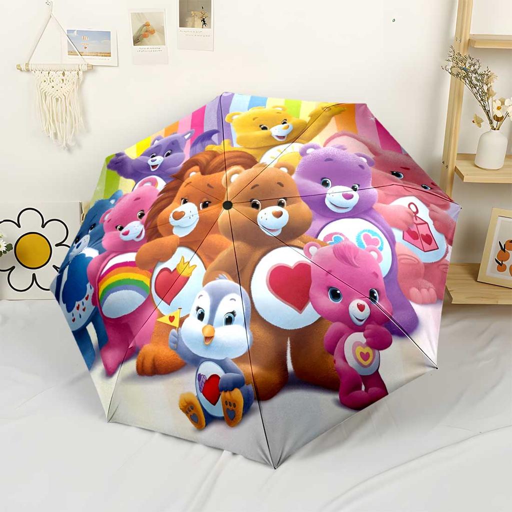 Care Bears Automatic Umbrella Compact 8-Rib Lightweight Sturdy Construction Travel Essential Fashion Lovers Wedding Party Gift