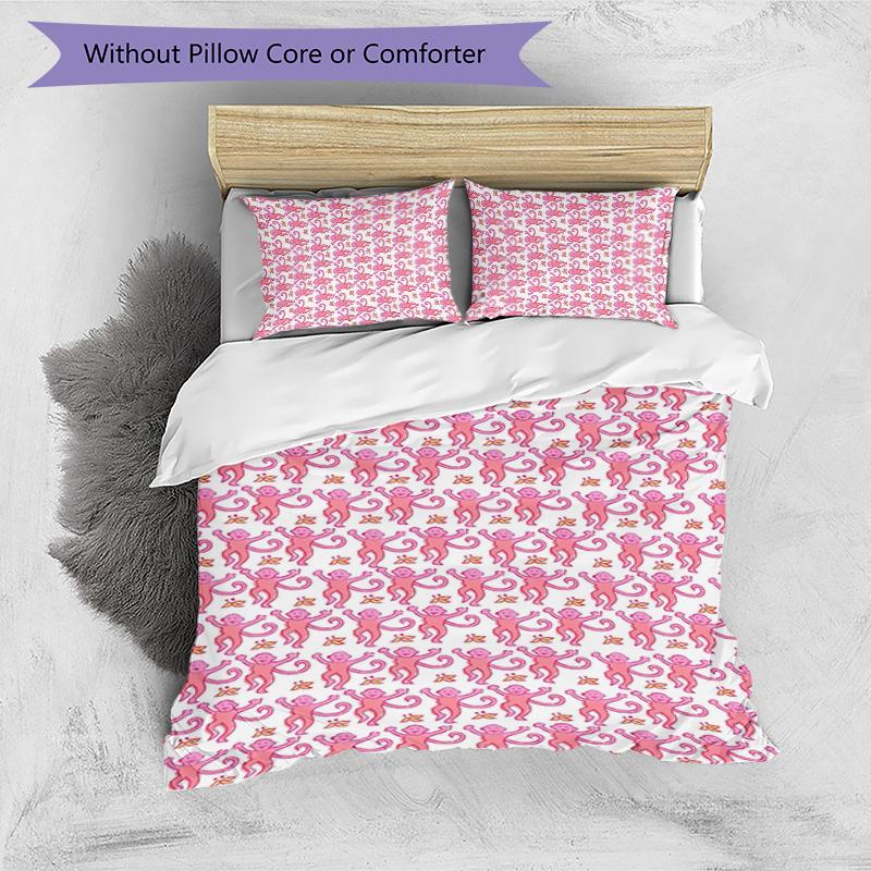 Monkey 3pcs Bedding Set Duvet Cover Closure Includes 1 Duvet Cover & 2 Pillowcases for All Seasons Bedroom Home Dorm Decor