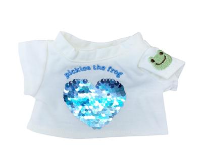 Pickles der Frosch Plüschkostüm Verkleidungs-T-Shirt mit Pailletten und Herzen für Bean Dolls (PZ43958-51)
