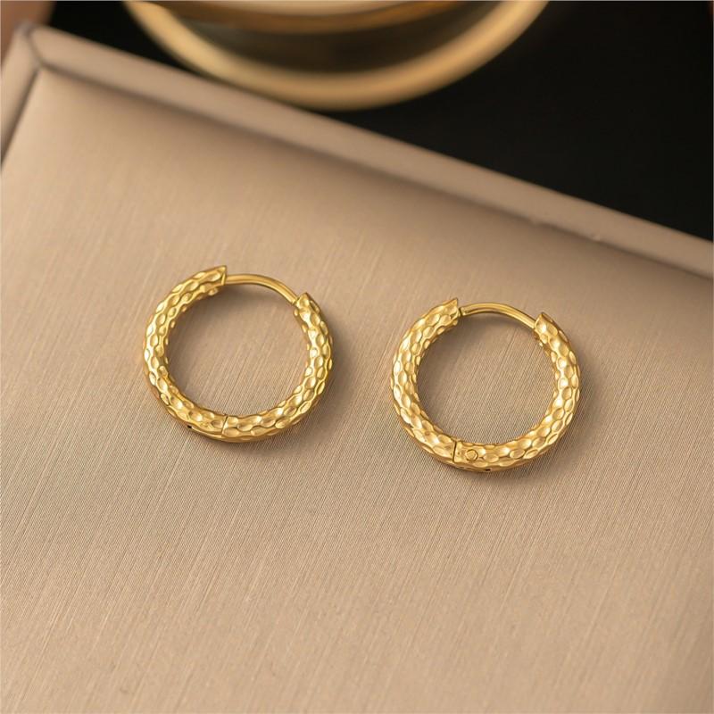Stainless Steel Shiny Hoop Earrings For Women Entry Luxury Vintage Earrings Jewelry Accessory