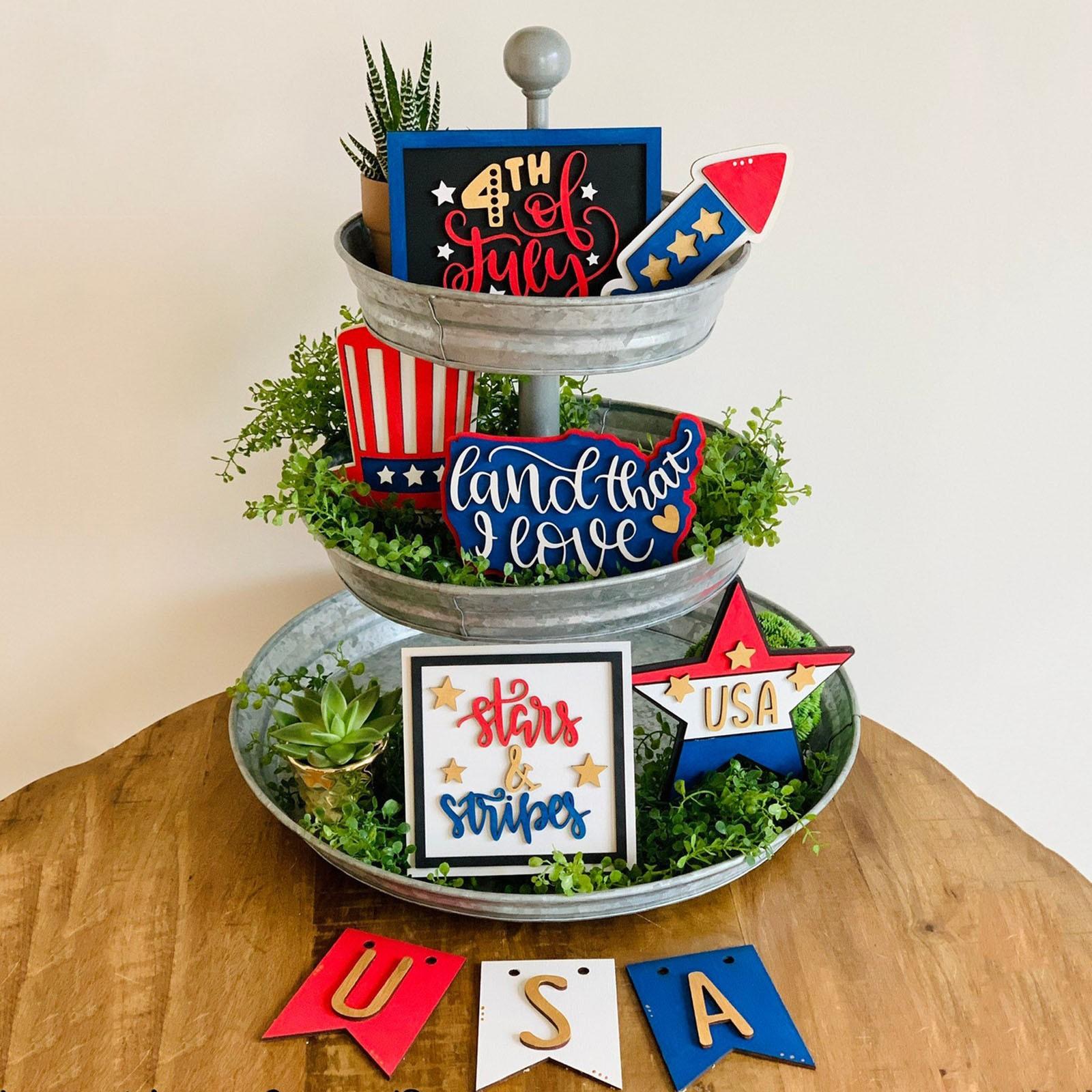 

Украшение дома на День независимости, многоуровневый декор подноса