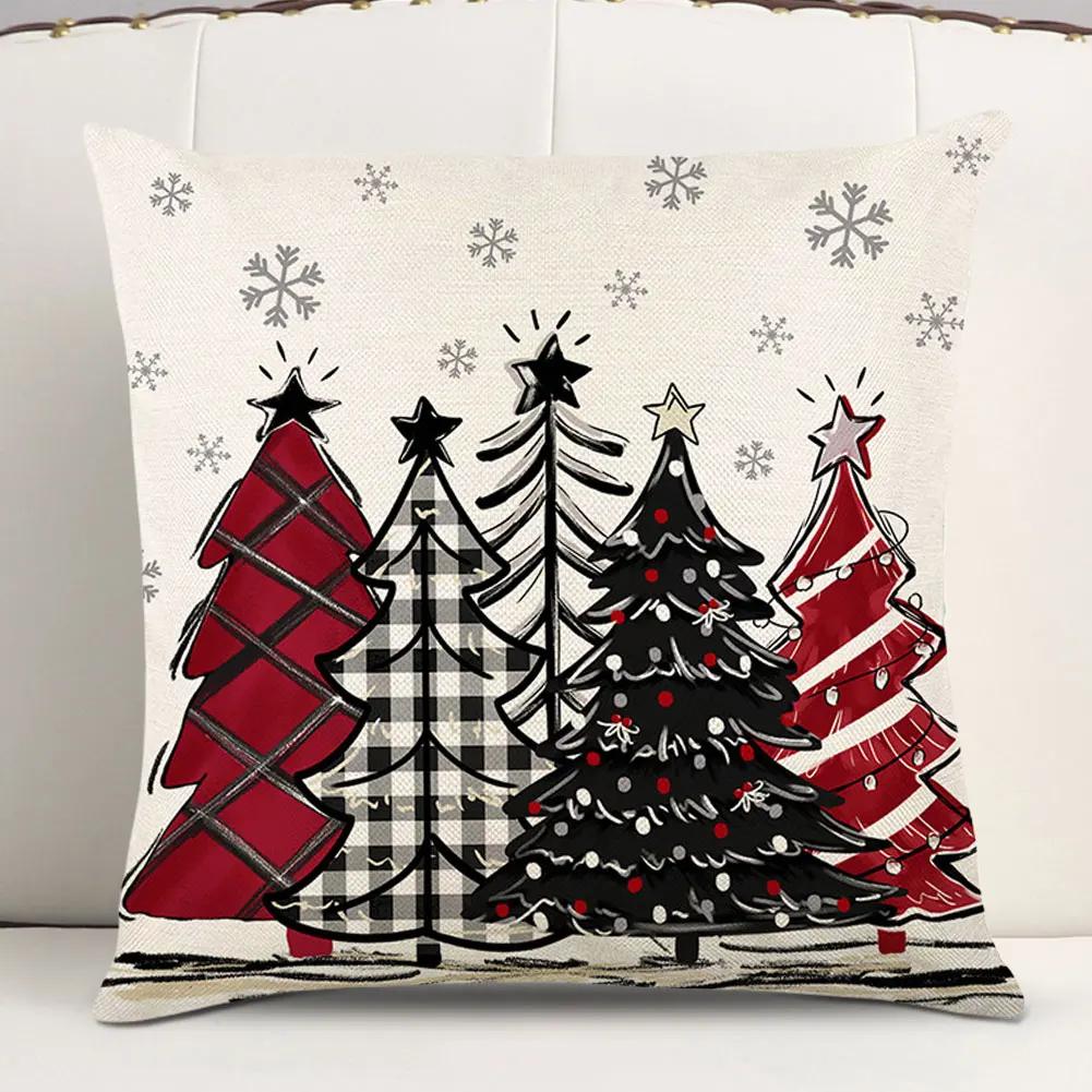 Christmas Linen Cushion Covers Enhance Your Home with Festive and Durable Design for Cozy Winter Decor