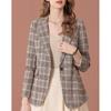 Elegant Women's Plaid Long Sleeve Short Jacket