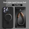 Liquid Silicone iPhone 16 Case with Rotating Stand, Magnetic Lanyard, Anti-Fall, for Apple 15 Pro Max