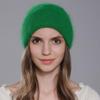 Women's Winter Angora Rabbit Hair Knitted Fried Dough Twist Double Flanging Warm Versatile Wool Hat