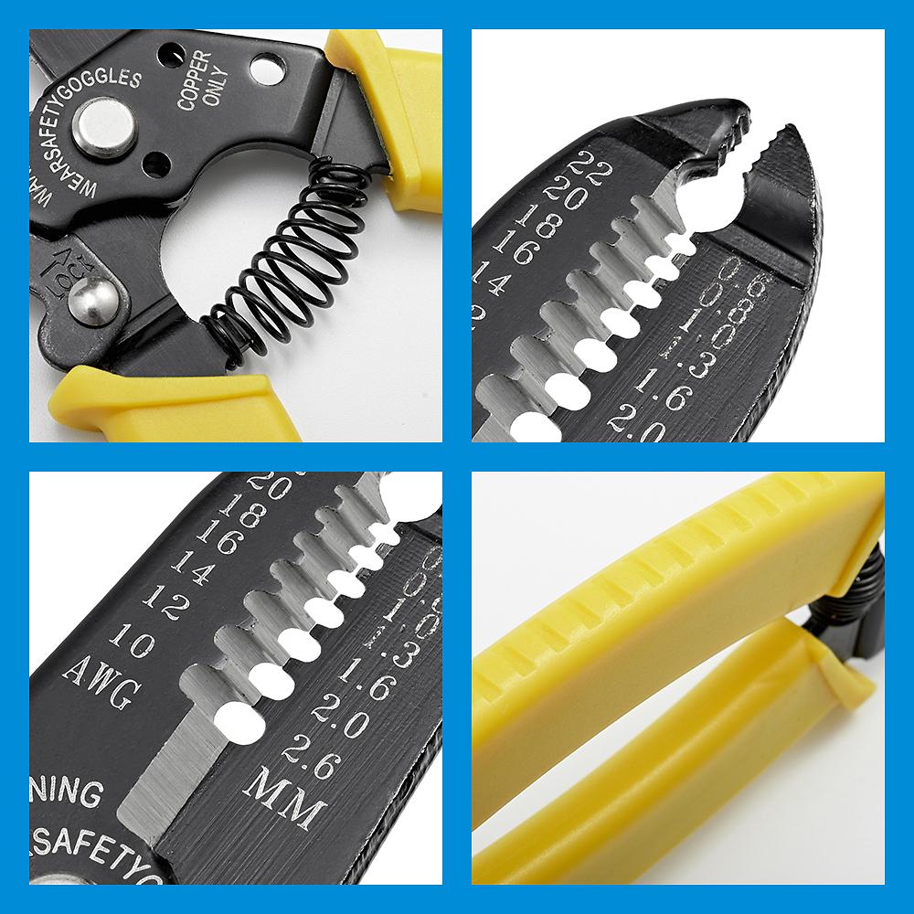 6 Inch Multifunctional Wire Stripper Pliers for AWG22-10, Cable Stripping Cutting Hand Tool for Electric Wire