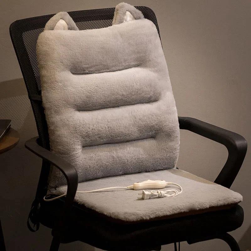 

Зимний утолщенный офисный подогрев сиденья Подушка для поясницы Подушка для спины Подушка для пукания Подушка для ягодиц Электрический подогрев сиденья серый