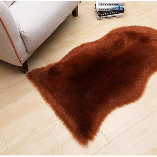 Australian Faux Wool Sofa Cushion - European Style Sheepskin-Shaped Plush Carpet for Living Room, Bedroom, and Bay Window.