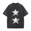 Believe Glitter Star Inspirational Typography Graphic Washed Vintage Short Sleeve Loose Streetwear Tee