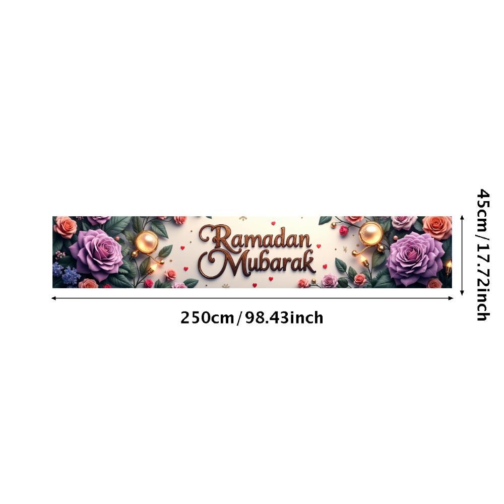 Ramadan Mubarak Banner Backdrop Lanterns Crescent Stars Mosque Party Celebration Ramadan Kareem Photography Decorations Props